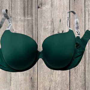 Victoria's Secret Dark Green T-Shirt Bra with Branded Straps